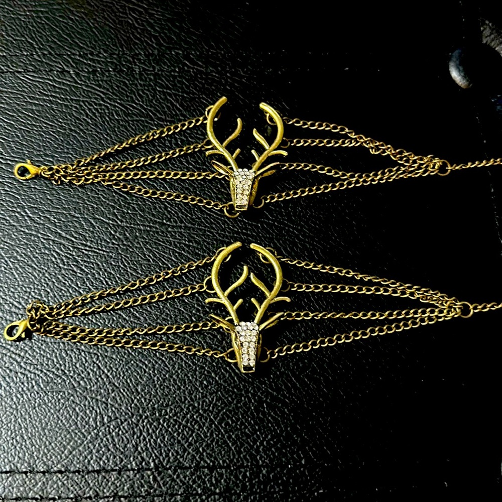 Set of 2! Deer stag chain bracelets